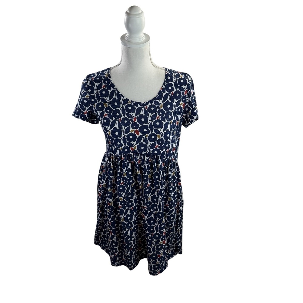 Seasalt Cornwall Women's Short Sleeve Floral Cotton Maternity Tunic in Blue 6